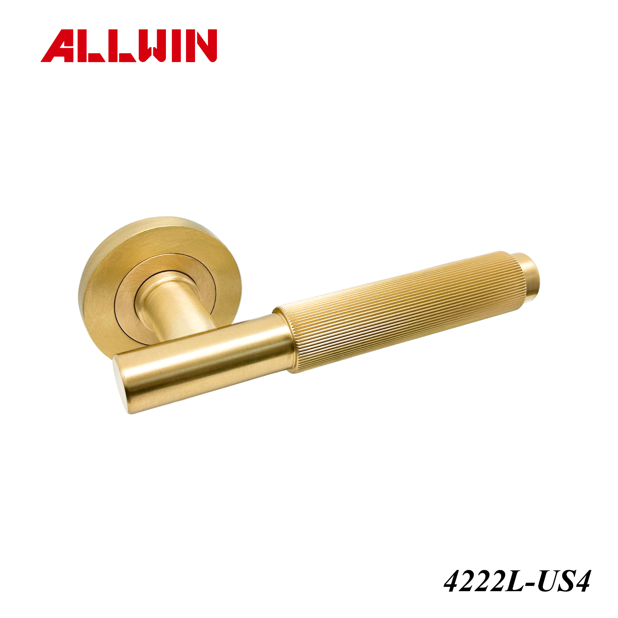 Brushed Brass Straight Knurled Lever Door Handle